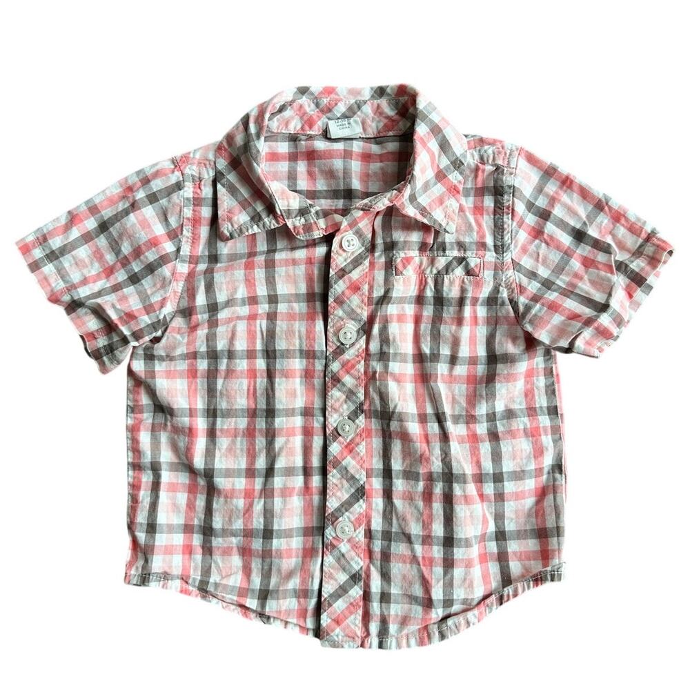 Toddler 12-18M Red & Pink Plaid Button-Up Shirt Old Navy